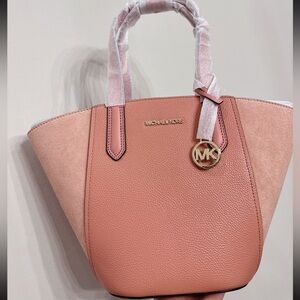 Michael Kors Portia Small Tote Handbag Bucket Bag Leather Suede